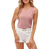 T-shirts pour femmes Femmes Mode Couleur Solide Tops sans manche Col V Gilet Boutons Femme Blouse 2024 Chemise pour Tees Clothi