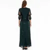 Casual Dresses Beauty-Emily Sexig Vintage Green V-ringad Sequin Dress High Split Long Evening Vestidos de Fiesta Noche