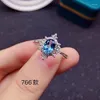 Cluster Rings Vintage Silver Topaz Ring For Party 5mm 7mm VVS Grade Natural London Blue Solid 925 Jewelry