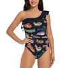 Wear Nudie Cuties Sexy Black Mesh One Piece Swimsuit Backless Cut Out Swimwear Women Swim Bathing Suit Sea Slug Nudibranch Biology