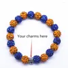 Strand Stretch Adjust Blue Yellow Disco Ball Beads Sorority Symbol Sigma Bracelets Bangles Jewelry
