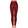 Leggings pour femmes Vintage Pantalon de yoga à pied-de-poule Noir et rouge Sexy Taille haute Collants de sport mignons Élastique Graphique Entraînement Leggins