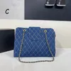 Denim chain bag Designer crossbody bag Retro Satchels Diamond Lattice shoulder bags Big shopper