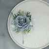 Flores decorativas 2 peças boutonniere de casamento rosas de seda corsage pulso pulseira de dama de honra noivo botão terno broche accesorios de boda