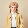 Bérets Vintage noir français béret laine Fedora chapeau pour femmes fleur arc hiver feutre dames chapeaux Chepeau Feminino