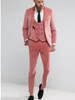 Garnitury męskie różowe aksamitne męskie menu szczupłe 3 szt. Groom Wedding Tuxedo niestandardowa kurtka do mokree z kamizelką szal klapa kostium mody 2024