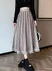Юбки TIGENA, длинная вязаная юбка миди для женщин, осень-зима 2024, винтажная полосатая юбка с кисточками по краю, женская трапециевидной формы с высокой талией средней длины