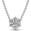 Collane Autentico fiocco di neve scintillante in argento sterling 925 con collana con pendente in cristallo per gioielli da donna con ciondoli di perline