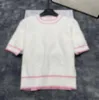 Designer Damen Strick-T-Shirts y2k kurzärmelige Luxus-G-T-Shirts Pullover Pink White Print Marken-Damenbekleidung
