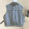 Kvinnors västar Spring Autumn Vintage Light Blue Denim Women Waistcoat koreansk cowboy ärmlös jacka Löst kort jeans kvinna