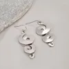 Dangle Earrings Triple Curl Drop - Silver Color Snake Earring