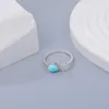 Clusterringe XYOP 925 Sterling Silber Einfach verziert Erfrischender und beliebiger natürlicher Larimar-Ringschmuck Personalisieren Sie die Party