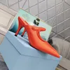 Real Leather Slingback Pumps Women High Heel Brand Mules Designer Sandals Luxury Slingbacks Sexy Pointed Toe Slide on Slippers Office Adjust Button