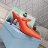 Prawdziwe skórzane pompki slingback kobiety wysokie obcasy Mule Mules Sandały Sandały luksusowe slingbacki seksowne spiczaste palce na pachach na kapci