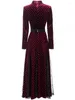 Casual Dresses Designer Women's Velvet Elegant Party Dress High Quality Luxury Evening Long Formal Occasion Fashion French Vintage