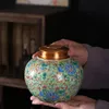 Enamelled Tea Pot Ceramic Sealed Storage Tank Tea Caddy Porcelain Jar Airtight Container Porcelain Jar Coffee Container 240119