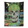 Tapestries Psychedelic Skull Tapestry Wall Hanging starry sky moon plant flowers space Skeleton Tapestries Witchy for Room Decor Home Decor