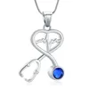 Pendentif Colliers Bijoux de crémation pour cendres Stéthoscope Urn Collier Femmes Fille Birthstone Keepsake Memorial