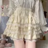 Saias mulheres lolita bloomers adolescentes japonês bonito empregada em camadas plissado bloomer kawaii fuzzy fofo abóbora saia para outono inverno