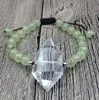 Armband YA2542 Natural Clear Quartz Double Point Stone 8mm runda stenpärlor Knutarmband justerbart