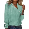 Damesblouses Lichtgewicht damesoverhemd Chique gestreepte trui met knopen Zacht, middellange casual top met schuine kant voor de lente