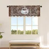 Cortina estilo vintage grãos de café açúcar cozinha pequena voile janela valance tule sheer curto quarto decoração casa