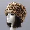 Женская шапка из искусственного меха, зимняя теплая леопардовая уличная плюшевая лыжная шапка в русском стиле, утепленная шапка для ушей 240123