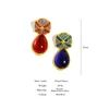 Baumelnde Ohrringe AENSOA Asymmetrie Rot Blau Farbe Großer Wassertropfen Metall Glas Tropfen Vintage Glänzender Kristall Geometrischer Ohrring Für Frauen