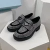 Mocassins de cristal completo mulheres designer sapatos casuais de luxo sapatos de escritório pequenos sapatos de couro top qualit mulheres oxford único pé fivela de metal único ballet flats