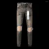 Women's Jeans 2024 Arrival Purple Brand Men's Distressed Slim Fit Skinny Black Denim Destroyed Hole