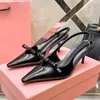 Designer Heels Slingbacks with buckle Patent Leather Slingback Pumps Satin crystal Kitten heels Bow slingback Sandals Closed toe Women Comfy Low heel slinbacks