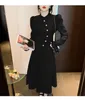 Robes de travail automne hiver deux pièces ensemble femmes Chic tempérament solide formel Vintage manches bouffantes hauts manteau taille haute jupe mi-longue tenue mince