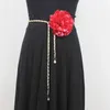 Belts Multi-color Big Satin Fabric Flower Waist Chain For Women 2024 Creative Design Gold Long Adjustable Dress PU