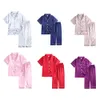 2 pièces pyjamas en satin rouge ensembles pour enfants garçons filles pyjamas pour enfants en soie solide vêtements pour tout-petits salon pyjama 2-12T vêtements de noël 240122