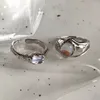 Cluster Anéis Evimi 925 Sterling Silve Moonstone Anel Irregular para Mulheres Menina Presente Escavado Moda Tendência Jóias Drop