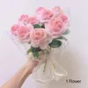 Decorative Flowers 3pcs Twisted Stick Roses Handmade Knitting Present Romantic Single Gradient Color Gift