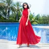 Casual Dresses Ultra-lång fotledslängd klänning 2024 Bohemian Pure Color Chiffon Plus-storlek Resort Beach Kjol Super Fairy