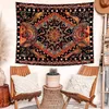 Wandtapijten Oranje Zon en Maan Tapijt Muur Hangend Indie Hippie Mandala Cool Wandtapijten Esthetisch Tapijt voor Slaapkamer Woonkamer