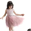 Auf Lager Blumenmädchenkleider Baby Mädchen Spitzenkleid Mode Kinder Ärmellose Weste Prinzessin Sommer Kinder Gaze Tutu Boutique Clothin Dhvqm