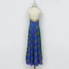 Australian Designer Linen Print Hanging Neck Dress