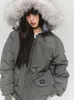 여자 트렌치 코트 겨울 옷 여성 미국 빈티지 파커 헤어 칼라 코튼 재킷 느슨한 두꺼운 따뜻한 코트 하이 스트리트 다목적
