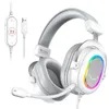 Fones de ouvido FIFINE RGB Gaming Headset com som surround 7.1/3-EQ/MICover-ear fone de ouvido com controle em linha para PC PS4 PS5 Ampligame-H6W J240123