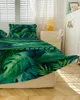 Gonna letto Foglie verdi Piante Giungla tropicale Copriletto elastico con federe Coprimaterasso Set lenzuolo