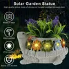 LED Tortue Statues Jardin Extérieur Figurine avec Coloré Succulent Mignon Animal Résine Sculpture Solaire Décor Artisanat Créatif 240119