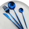 Camp Kitchen Ensemble de couverts bleu élégant et noble Ensemble de vaisselle 304 en acier inoxydable couteau fourchette cuillère ensemble de vaisselle ensemble d'argenterie ensemble de couverts YQ240123
