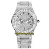 MISSFOX Eternity V316 Montre Hip Hop pour Homme avec Cadran incrusté de Diamants CZ, Mouvement à Quartz, Grande Bague en Diamant glacé pour Lunette pour Homme, boîtier en Alliage, A