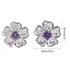 Boucles d'oreilles en forme de fleur de cerisier, clous d'oreilles incrustés de Zircon rose en forme de fleur, cadeau Simple pour femmes et filles