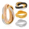 Charmarmband Tre lager elastiska armband armband rostfritt stål 18k guldpläterat armband hiphopelement smycken tråd diameter 12mm q1am