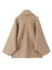 Воротник рубашки, открытый воротник, карманы на рукавах, шерстяная короткая куртка, женская свободная куртка на пуговицах нерегулярной формы, модная теплая осенне-зимняя уличная куртка 2024 года 240123