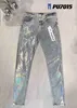 Jeans Designer Lila Skinny Ripped Bike Slim Gerade Hosen Falten Mode Herren Trend Marke Retro Hip Hop High Street 36 BYNW